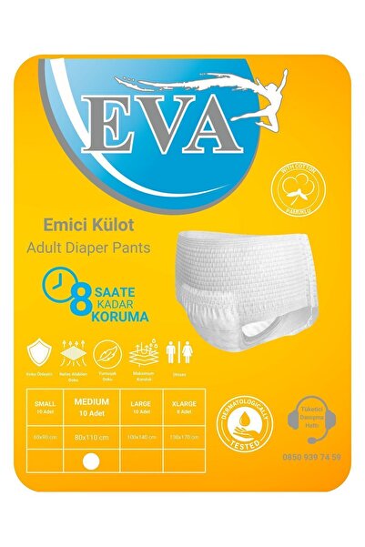 EVA 10 Lu Emici Külot Medium(80-110CM) Large(100-140CM) 1 Paket 10 Adet Large