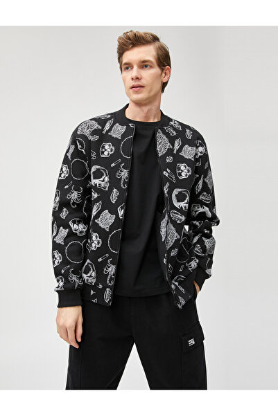 Koton Jachetă Bomber Imprimat cu craniu Buzunar cu fermoar Detaliat