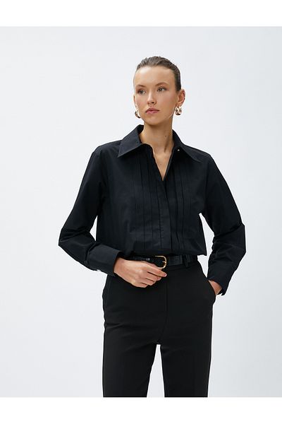 Koton Cotton Shirt with Stitching Detail Relax Fit