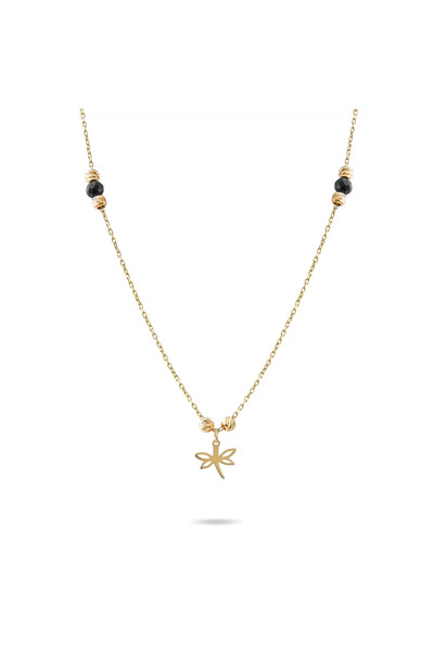 YCL JEWELLERY Siyah Dorikalı Altın Yusufçuk Kolye 14 Ayar