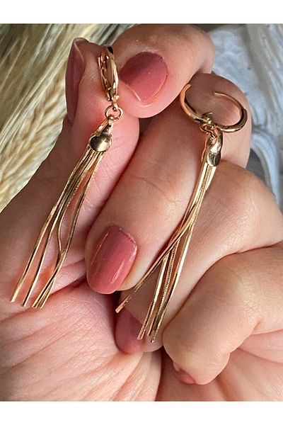 Lucios Golden Handworked Unbreakable Series Pendant Ring Earrings (6.5 cm)