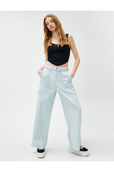 Koton Jeans mit geradem Bein und hoher Taille – Eve Jeans
