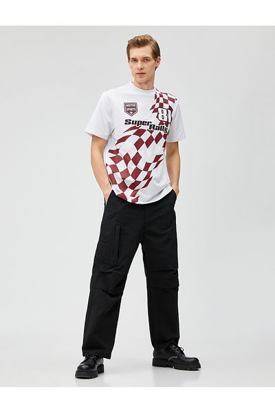 Koton Printed T-Shirt Racing Themed Crew Neck Short Sleeve Cotton