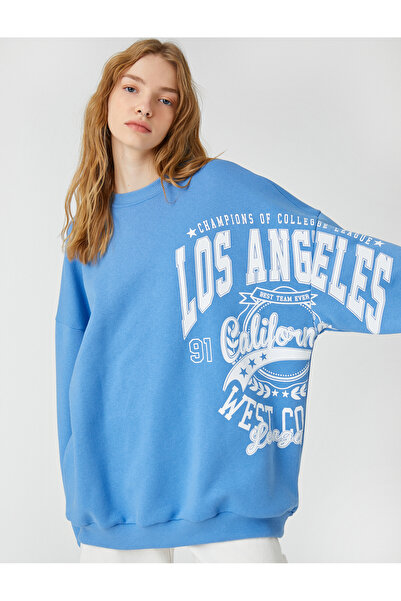 Koton Φούτερ με λαιμόκοψη Raised Crew με μακρυμάνικο εμπριμέ χαλαρή εφαρμογή