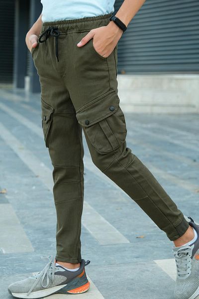 Zaziko Kids Boy's Elastic Waist Pocket Cargo Pants Pnt. 0005131 -Z