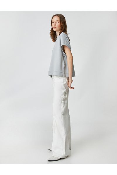 Koton Short Sleeve T-Shirt with Side Slits