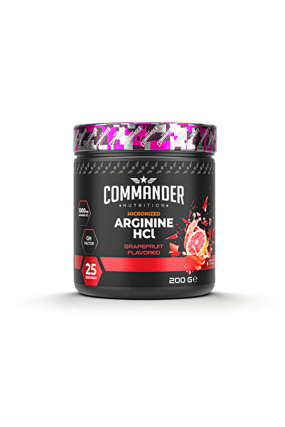 Commander Nutrition Arginine Hcl Grapefruit Flavored 200g (25 Servies)