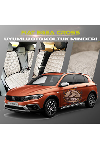 SHOOPLAA طقم وسادة مقعد السيارة Fiat Egea Cross باللون البيج مع جيوب ريش تايل...