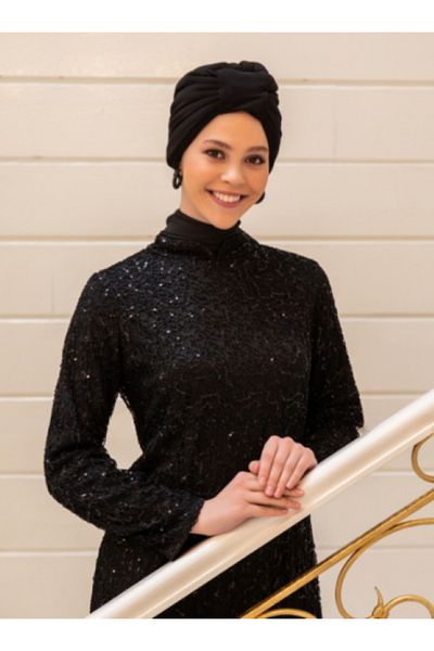 Differenza Black Sandy Bonnet - Design de umplutură, șnur adunat