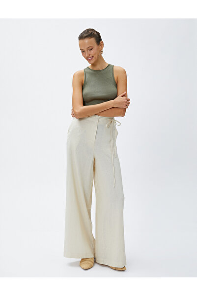 Koton بنطلون واسع الساق من خليط الكتان