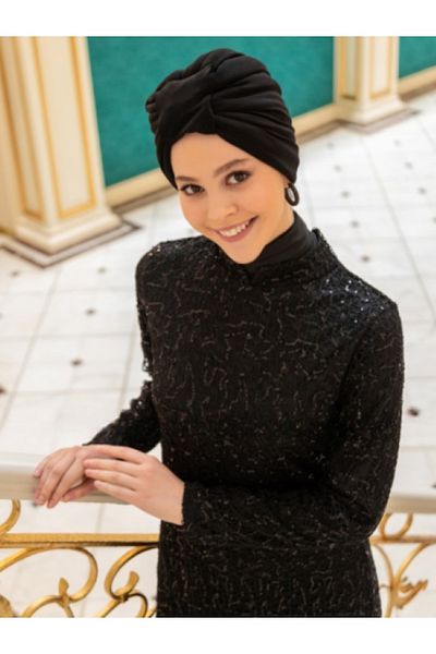Differenza Black Sandy Bonnet - Design de umplutură, șnur adunat