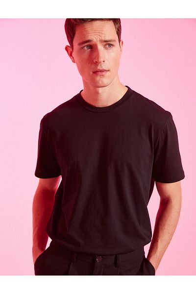 Koton Κοντό μανίκι Basic T-Shirt Λεπτομέρειες με λαιμόκοψη