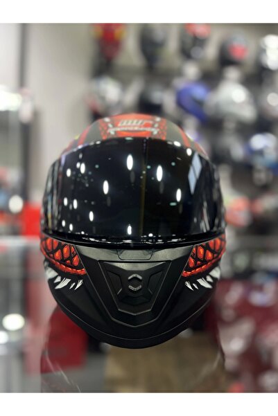 MTS 801 Draglax Kırmızı Kapalı Kask Siyah Vizörlü