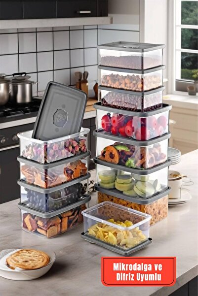 MEDUSHOP Set of 12 Rectangular Freezer & Microwave Compatible Storage Containers 4X 0.75 Lt/ 4X 1 Lt/ 4X 1.5 Lt