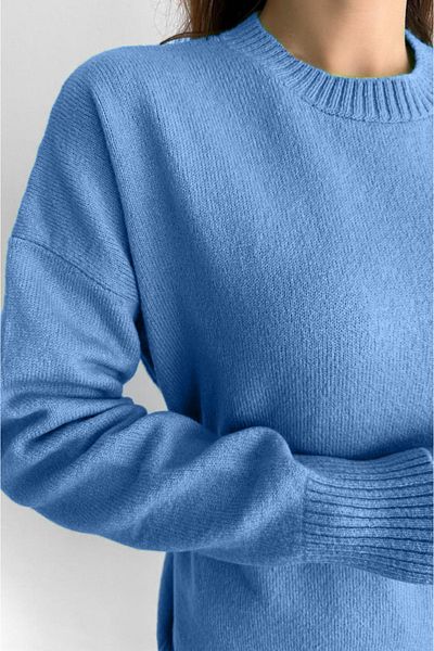 FEMELLE Pulover de damă Baby Blue, mărime standard, tricotaj supradimensionat