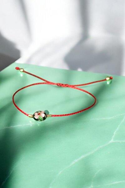 etniko Kırmızı İpli Unutma Beni Çiçekli Boncuklu Bileklik – Ayarlanabilir Şan...