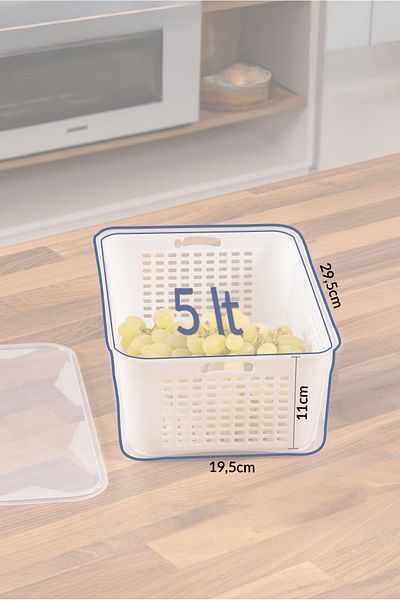 Kavi Entegre Plastik 5-Liter Capacity 2-Piece Storage Set with Baskets - Enter Refrigerator, Freezer and Microwave