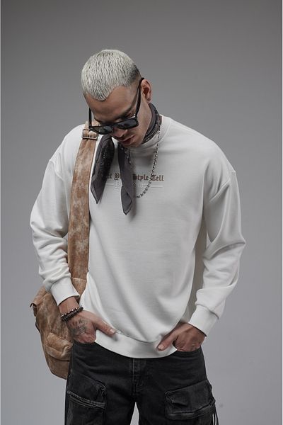 Butik Trend We Crew Neck Front Injection Printed Oversize Fit Sweatshirt