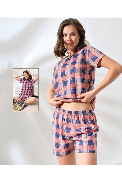 OMODAM Women's Print Short Sleeve Shorts Pajama Set