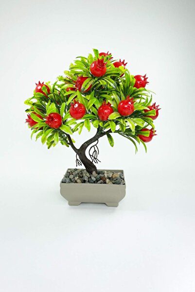 Marsilyan تمثال شجرة مزخرف بوعاء شجرة الرمان مقاس 24 × 13 سم