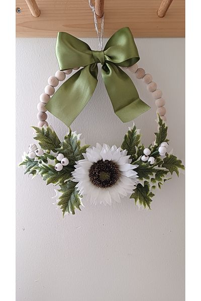 Okaliptus Tasarım Sunflower and Wooden Beaded Door Ornament