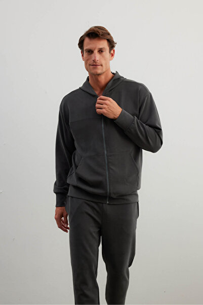 Syah Erkek Soft Touch Fermuarlı Sweatshirt Pantolon Takım