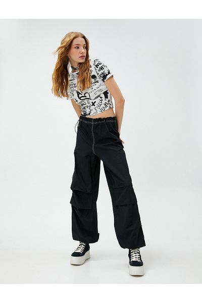 Koton Parachute Trousers Pocket Detailed Elastic Waist Zippered