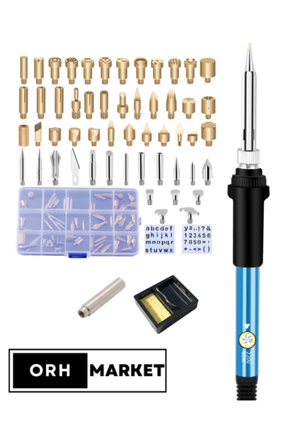 ORH Market 60W Ahşap Yakma Havya Kalemi Ve 55 Ağaç Dağlama Kesme Oyma Kabartma Lehimleme Uç Seti