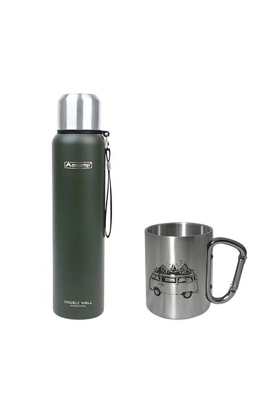 Orcamp 1 Lt Green Steel Thermos - Out-5050 Glass, Inox Out-1850 Orc-068-A4