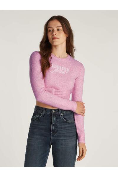Tommy Hilfiger Kadın Yoğun Pembe Melanj Kazak