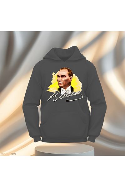 Gölge Store Ataturk Signature Yellow Slimfit Hoodie με κουκούλα - Ανδρικό και γυναικείο φούτερ
