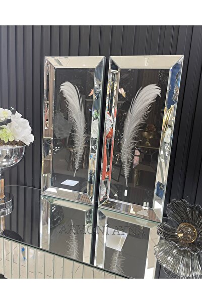 Armoni GÜMÜŞ AYNALI İKİLİ TÜY TABLO SET