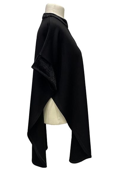 Giyinen Mağazaları Μαύρο Cantürk Plus Size με φερμουάρ Judge Collar Steel Knit Poncho