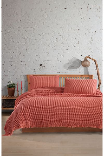 destinyhometex 100% Cotton Waffle Bedspread 230X250 cm Double King Size