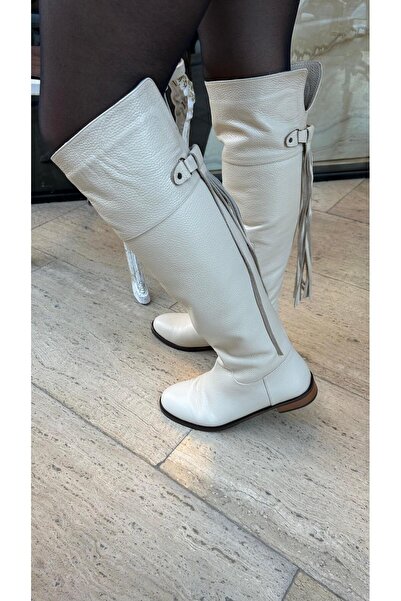 by emine eren emotion shoes Dalia Krem Deri Çizme