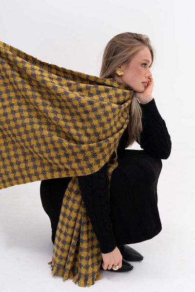 SOFT AKSESUAR Piti Houndstooth Patterned Wool Blended Scarf