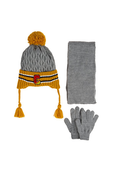 Kitti 4-8 Years Old Men's Scarf Set - 3-Piece Set, Fleece Gloves and Hat