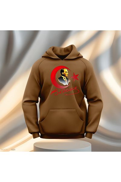 Gölge Store Ανδρικό φούτερ με κουκούλα με κουκούλα με υπογραφή Ataturk and Moon Star