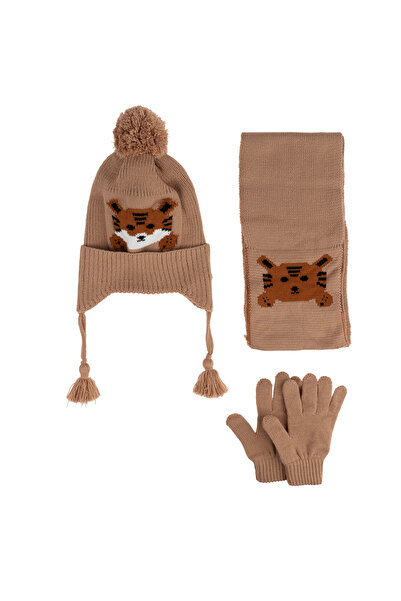 Kitti Комплект за момчета на възраст 4-8 години – шал, ръкавици и шапка, с подплата от флийс
