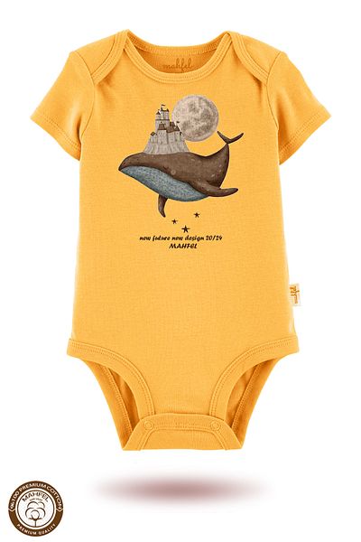 MAHFEL 2-Piece 100% Cotton Organic Printed Snap Fastener Baby Bodysuit