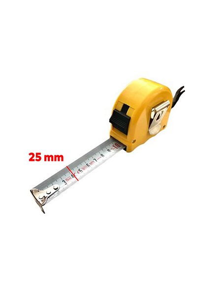 Badem10 Bandă metalică de înaltă calitate, 5 metri, 25 mm, pliabilă - măsurată cu carcasă de plastic cu butoane