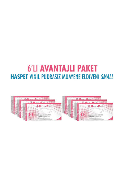 Has-Pet Vinil Eldiven Pudrasız 100'lü Paket 6 Adet S Beden