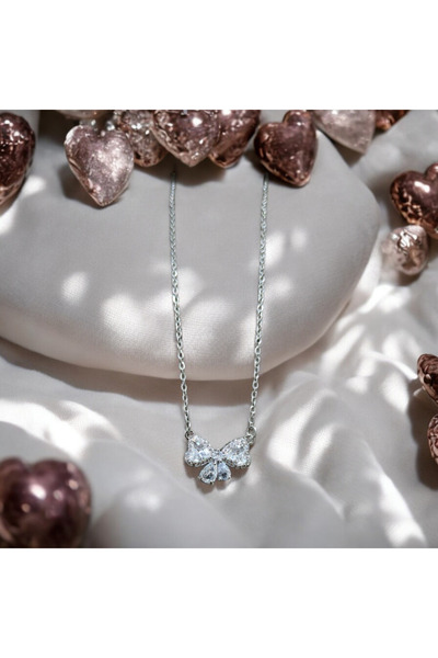 feyza collection قلادة من الفولاذ المقاوم للصدأ 316L بفيونكة لامعة