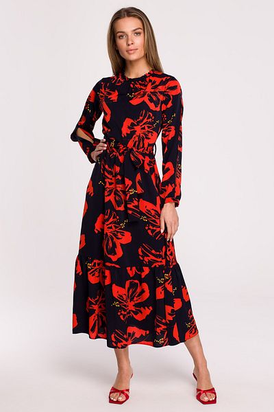 Stylove A maxi dress with slit details on the sleeves