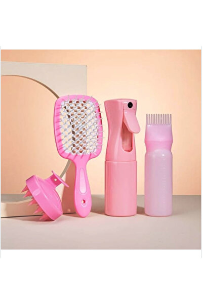 newnet 4'Lü Saç İçin Bakım Seti- Tarak- Kafa Derisi Masaj Tarağı- Sprey Şişes...