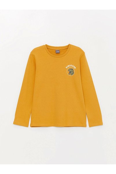 LC Waikiki LCW Kids Žuta okrugla kragna Štampano Dugačka Rukava Majica za Dečake