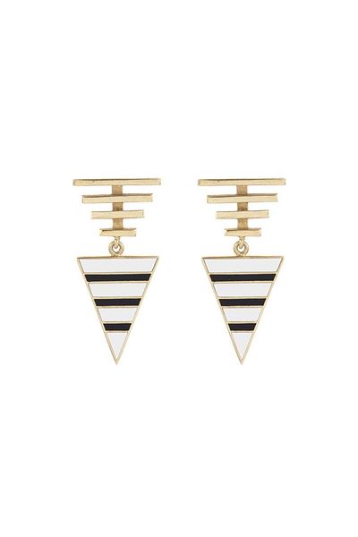 Juju Bronze Enameled Triangle Earrings