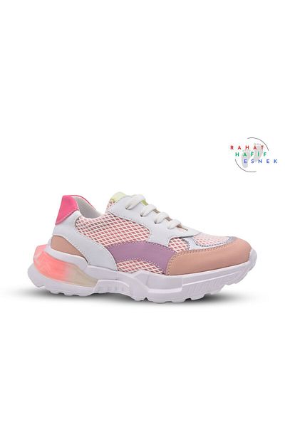 kids A more Roxy Air Mesh - Pink Vegan Leather Girls' Sports Shoes