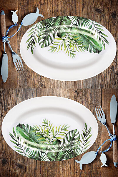 BOSSİO Kayak 32cm Botanical Plate:Summer House Garden Picnic Serving:Salad,Medium Presentation