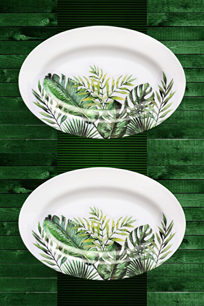 BOSSİO Kayak 32cm Botanical Plate:Summer House Garden Picnic Serving:Salad,Medium Presentation